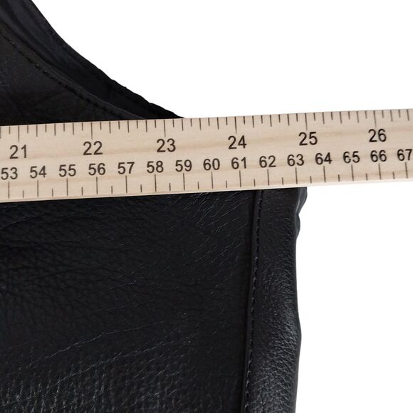 UNIK Leather Black Biker Motorcycle Vest Size 52 Buffalo Head Buttons 4 Pockets - Picture 4 of 9